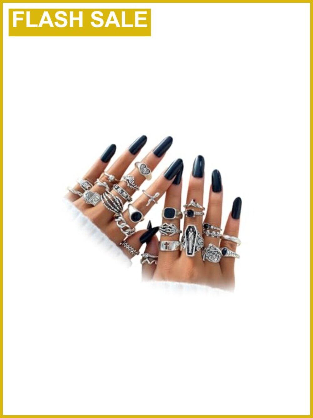 Vintage Silver Knuckle Rings Set Stackable Midi Boho Statement Rings